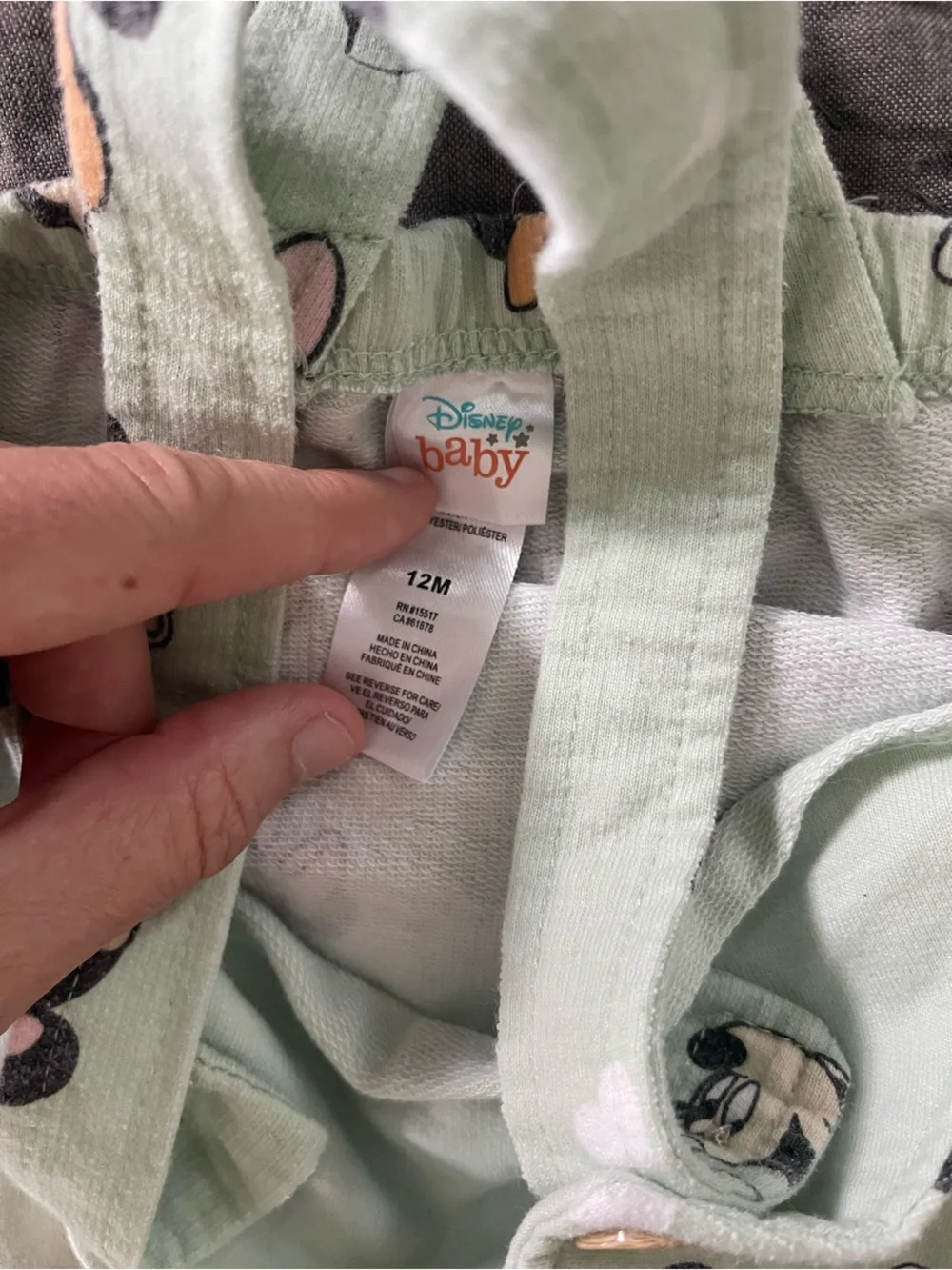 Disney Mint Green Minnie Mouse Bow Print Romper Overalls Adjustable 12 Months
